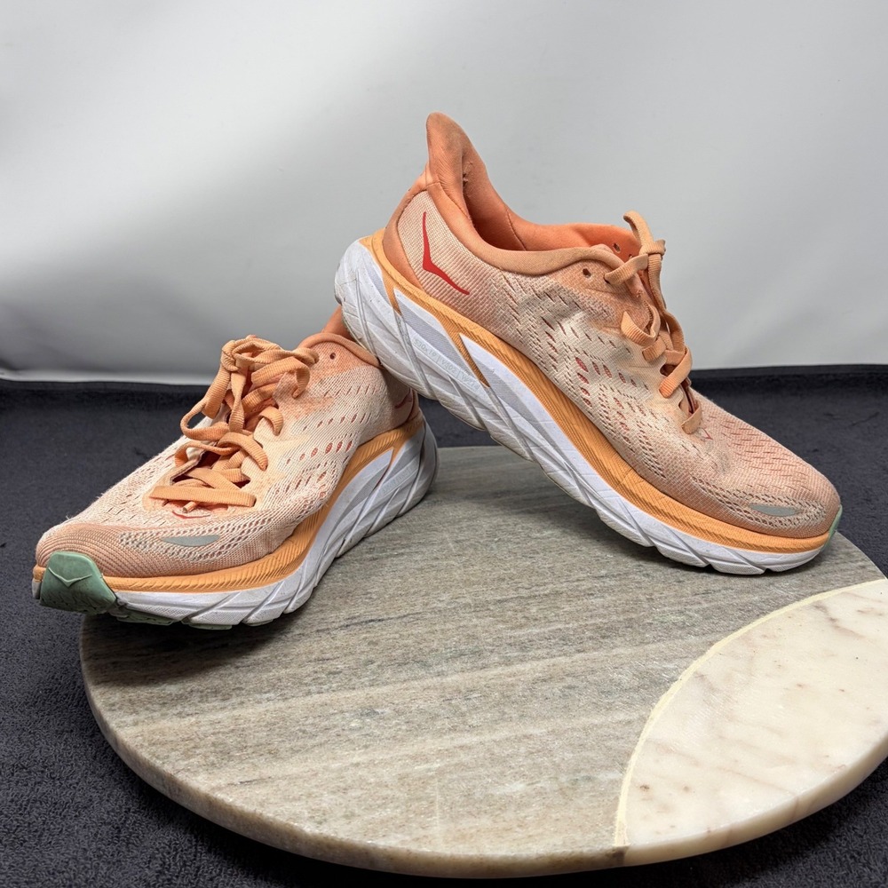 Hoka Clifton 8 Running Shoes Womens Road Training 1119394 CSPY 7 Peach Coral